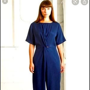 Native Youth Navy twist front wide leg jumpsuit